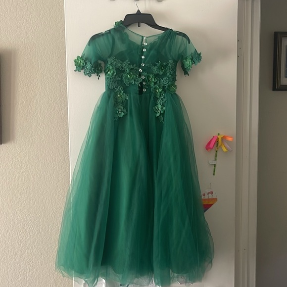 Emerald green girls dress - Picture 5 of 5